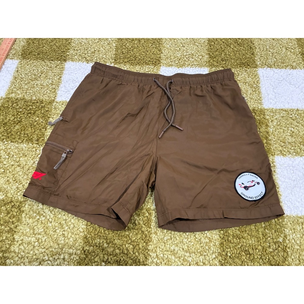 PacSun Formula 1 Racing Ground Effect Nylon Shorts Brown Mens Large F1 Cargo
